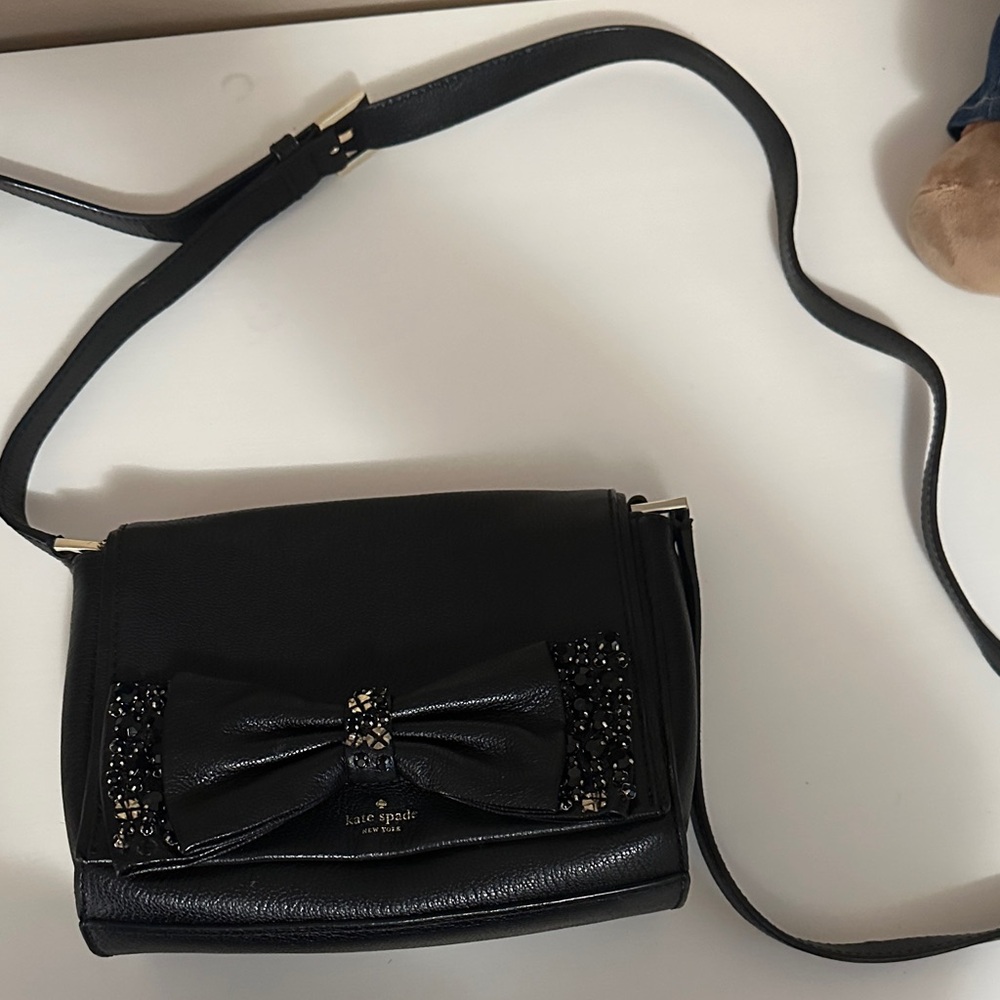 Kate Spade Black Crossbody Bag with Embellished Bow